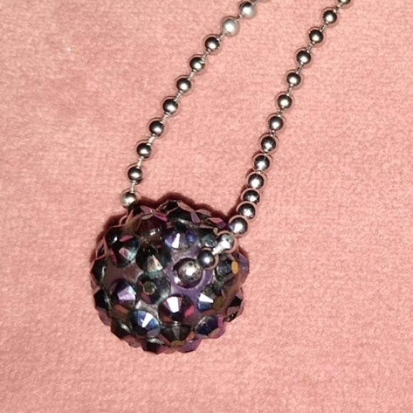 Black AB Rainbow Bead Choker Silver Ball Chain Handmade Necklace Any Length - Picture 3 of 9